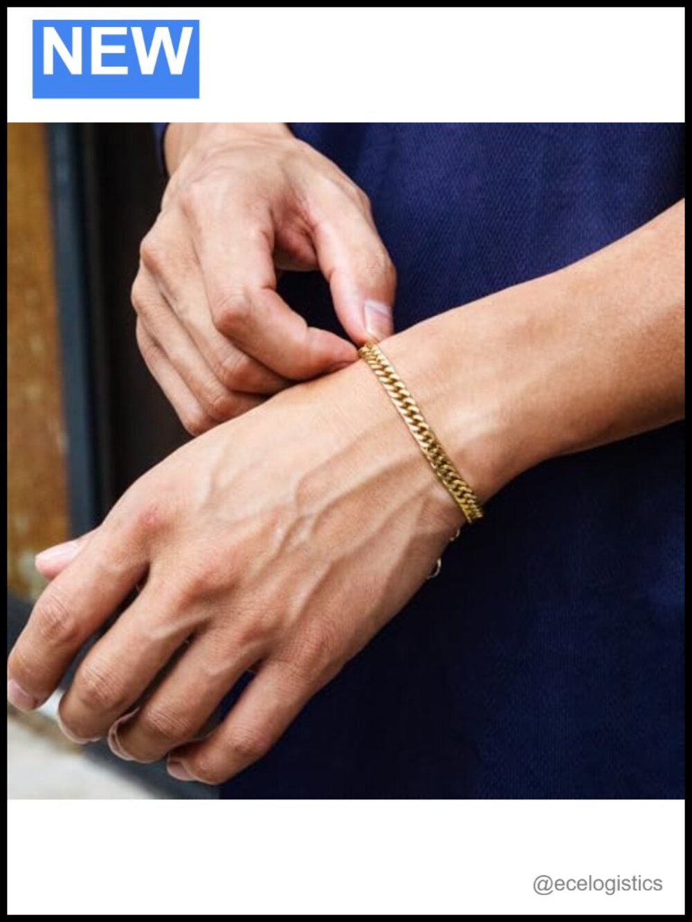 14K Gold 8mm Curb Link Chain Bracelet Unisex Hip-Hop Style Gift Boxed - Picture 3 of 6